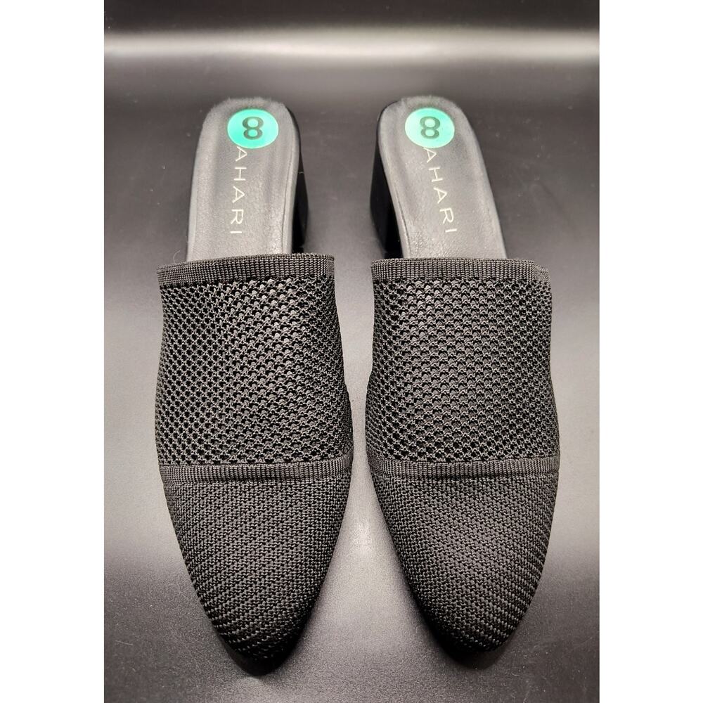 TAHARI "Santorini' Black Vegan Textile Slip-On Heels - Size 8